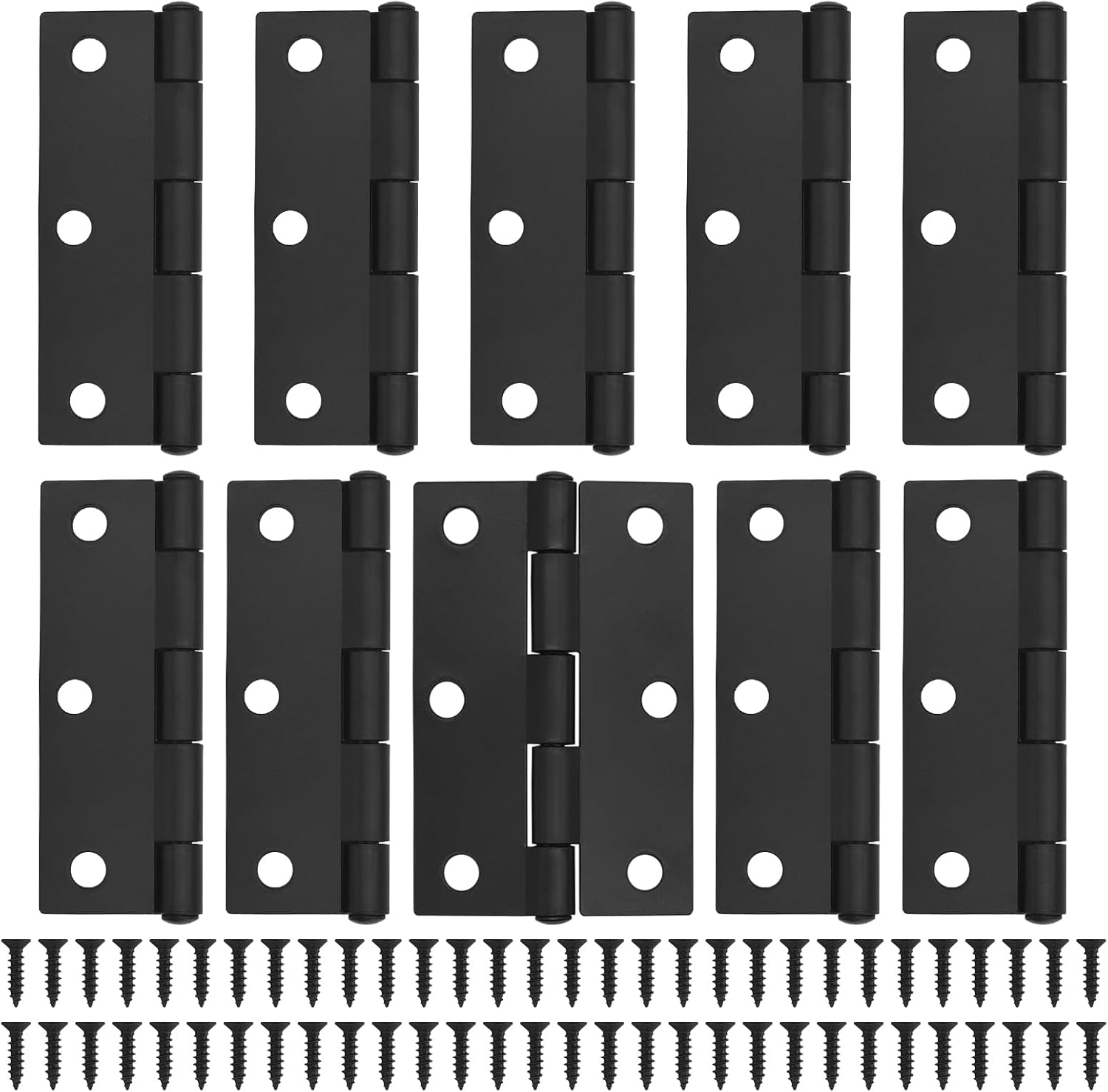 Schwarze Türbänder (10er-pack) – 75-mm-türbänder Mit 60 Schwarzen Schrauben – Innenbänder Für Holzmöbel