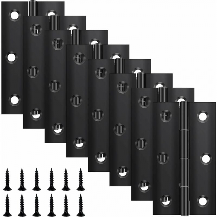 Klappscharniere (8er-pack), 68 Mm × 38 Mm, Schwarzer Edelstahl, P