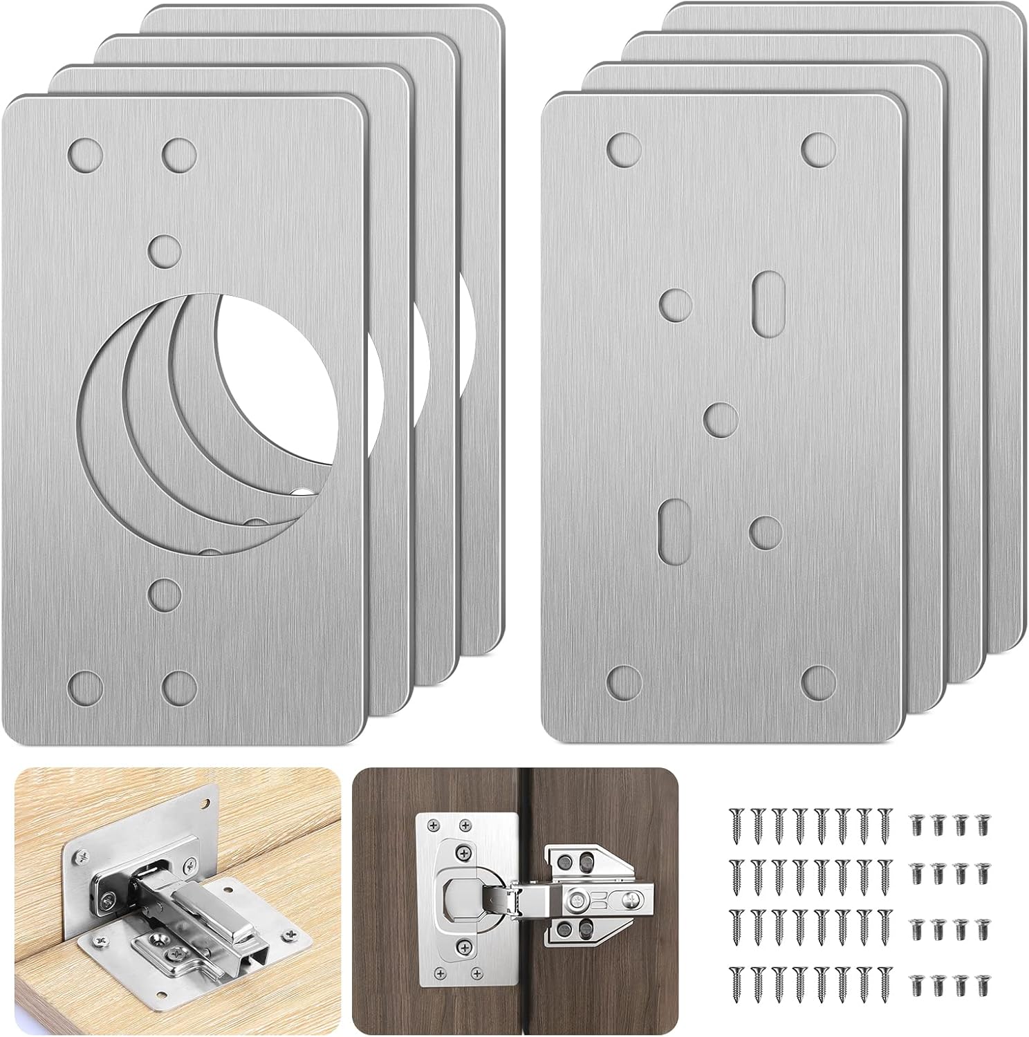 Möbelreparaturplatten Mit Löchern, 8 Stück, Einfache Montage Mit Schrauben, Scharnierreparaturset
