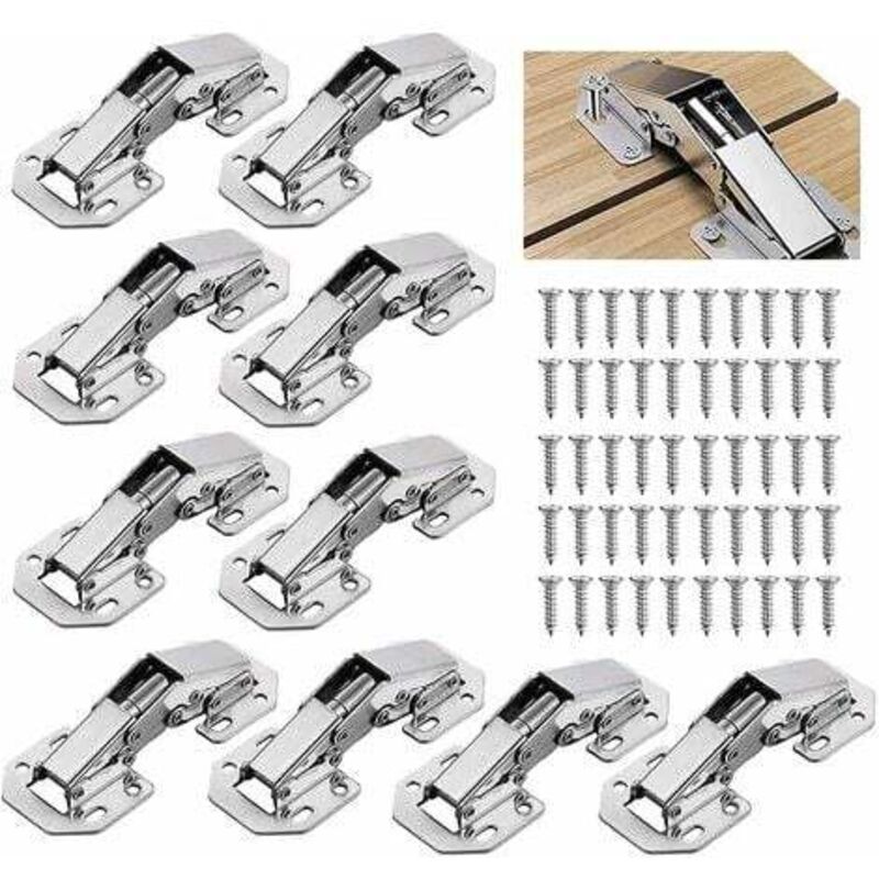 Set Mit 10 Scharnieren Für Schrank-/küchentüren. 7,6 Cm (3 Zoll) Rechtwinkliges Möbelscharnier. Verdecktes Scharnier. Inklusive Passender Schrauben. Geeignet Für Büroschranktüren.