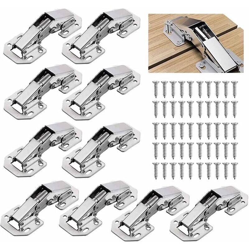 Set Mit 10 Scharnieren Aus Legiertem Stahl Für Schrank-/küchentüren. 7,6 Cm (3 Zoll) Große Scharniere. Verdeckte Scharniere. Schrauben Inklusive. Geeignet Für Büroschranktüren.