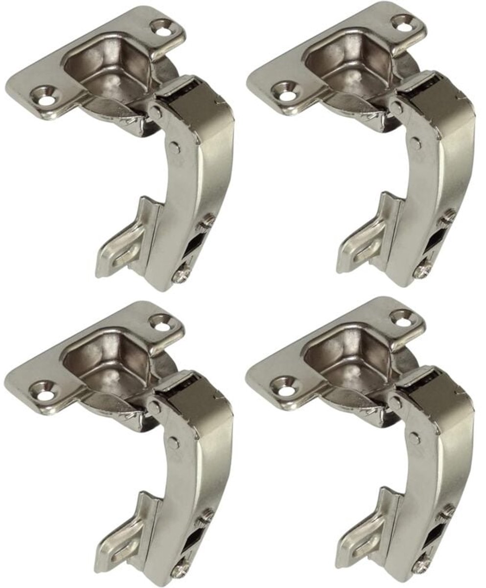 Set Mit 4 Verdeckten 90°-clip-scharnieren – Für Einflügelige Eckschranktüren – Mit Soft-close-mechanismus Und Clip – Befestigungsabstand: 35 Mm