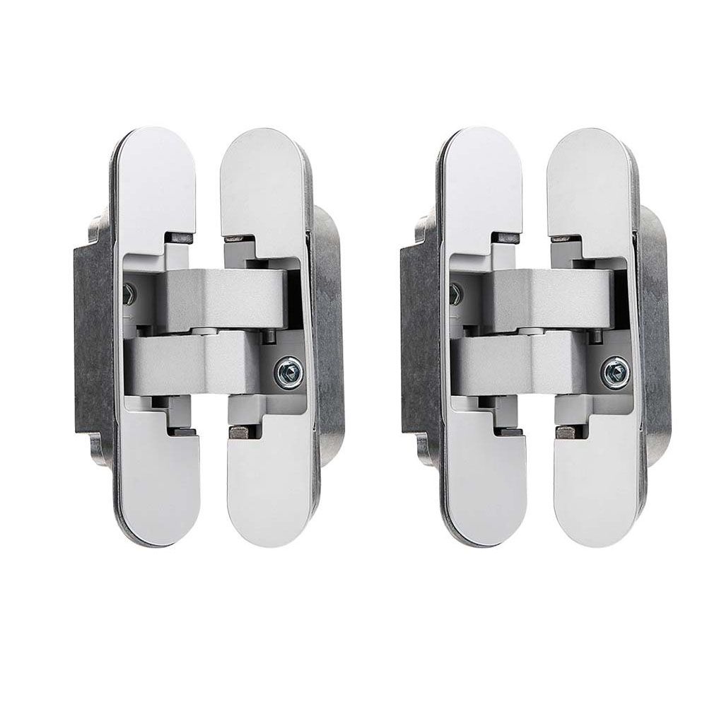 Unsichtbare Türscharniere, Robuste 180°-scharniere, Tragfähigkeit 40 Kg, Silber (2er-pack).