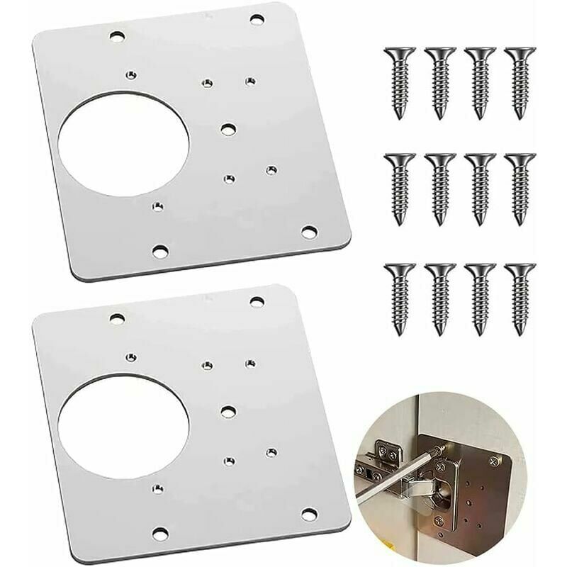 Reparaturplatte Für Scharniere Von Schranktüren, Montageplatte, Für Schranktüren, Schränke, Möbel (2 Stück)