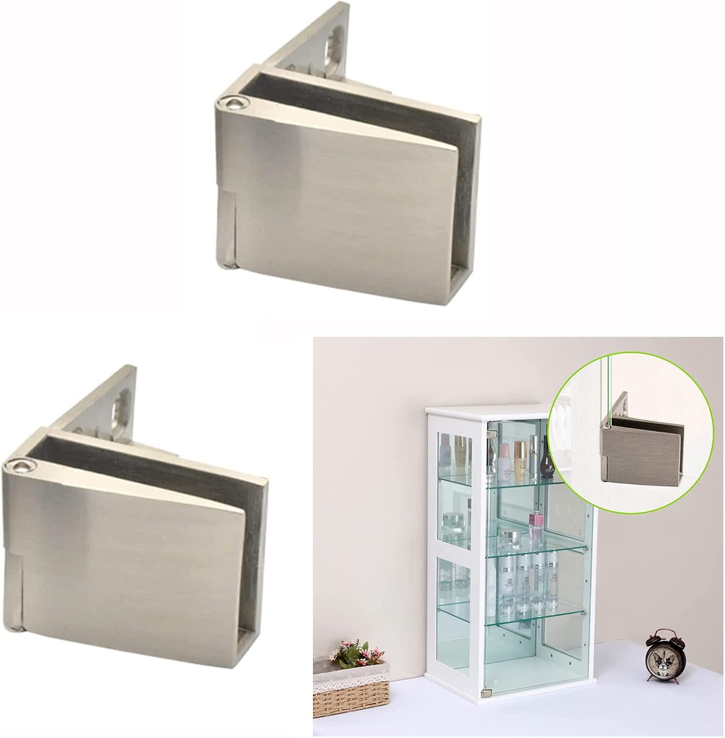 Paar Rahmenlose Scharniere Für Weinkellertüren Aus Glas, Geeignet Für Glasstärken Von 3 Bis 5 Mm.