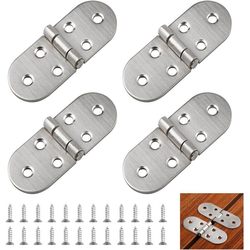 Set Mit 4 Runden, 180° Klappbaren Edelstahlscharnieren Für Klapptische, Schränke, Gartenschränke, Möbel, Nähmaschinen (silber)