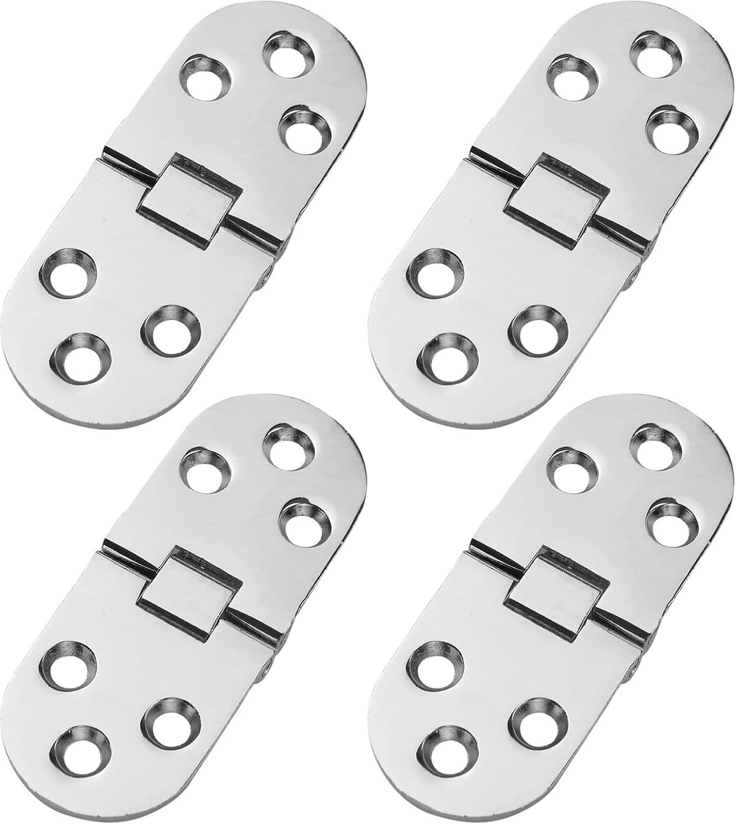 Set Aus 4 Silbernen Scharnieren Für Serviertabletts, Robustes 180°-klappscharnier Für Klapptische, 7,6 X 2,5 Cm, Mit 24 Schrauben.