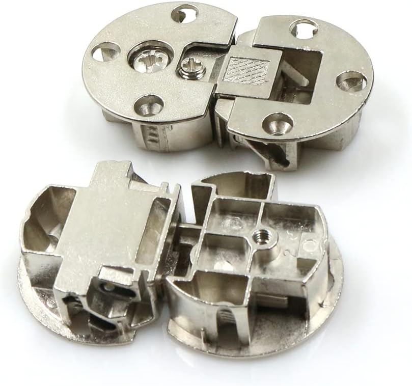 Set Aus 2 Verstellbaren 90° 3d-zungenbändern Für Möbel, Kompatibel Mit Holzzungen, Zum Anschrauben, Nickel-chrom-finish.