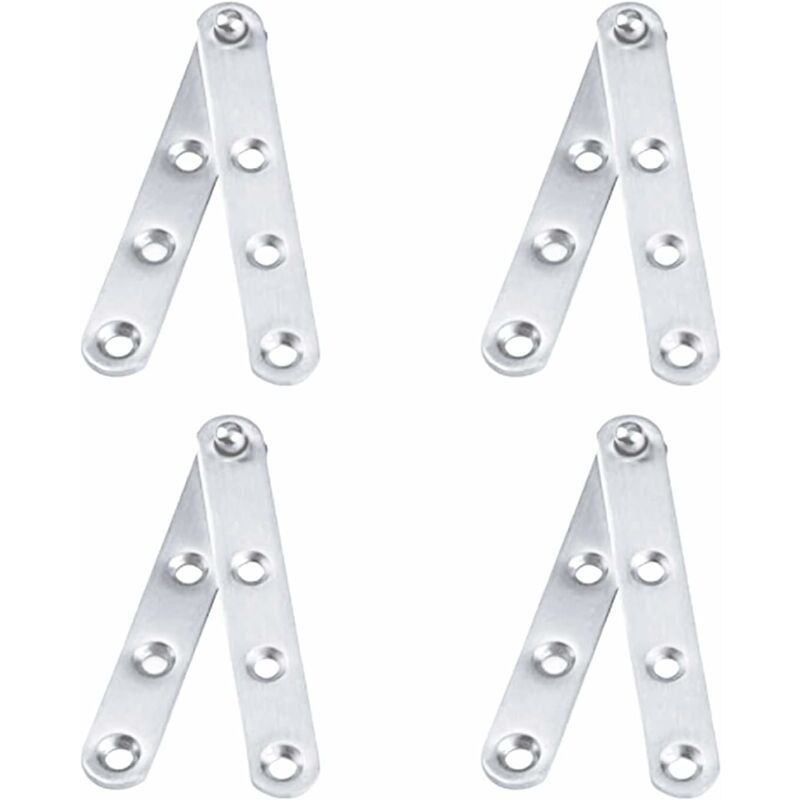 Set Mit 4 Unsichtbaren Türscharnieren Aus Edelstahl, 100 Mm, 360° Drehbar, Mit Befestigungsschrauben.