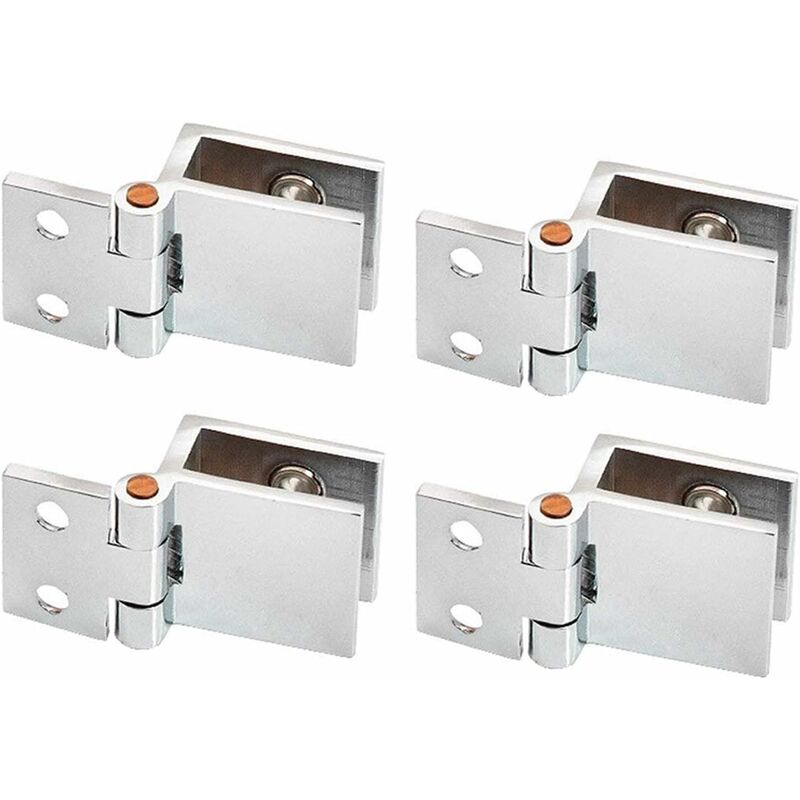 Aluminiumscharniere Für Glas, Set Mit 4 Klemmscharnieren Für Glastüren (0° Öffnungswinkel), Kein Bohren Erforderlich, Für Glastüren Von Küchenschränken Und Vitrinen (5 Bis 8 Mm Glas).