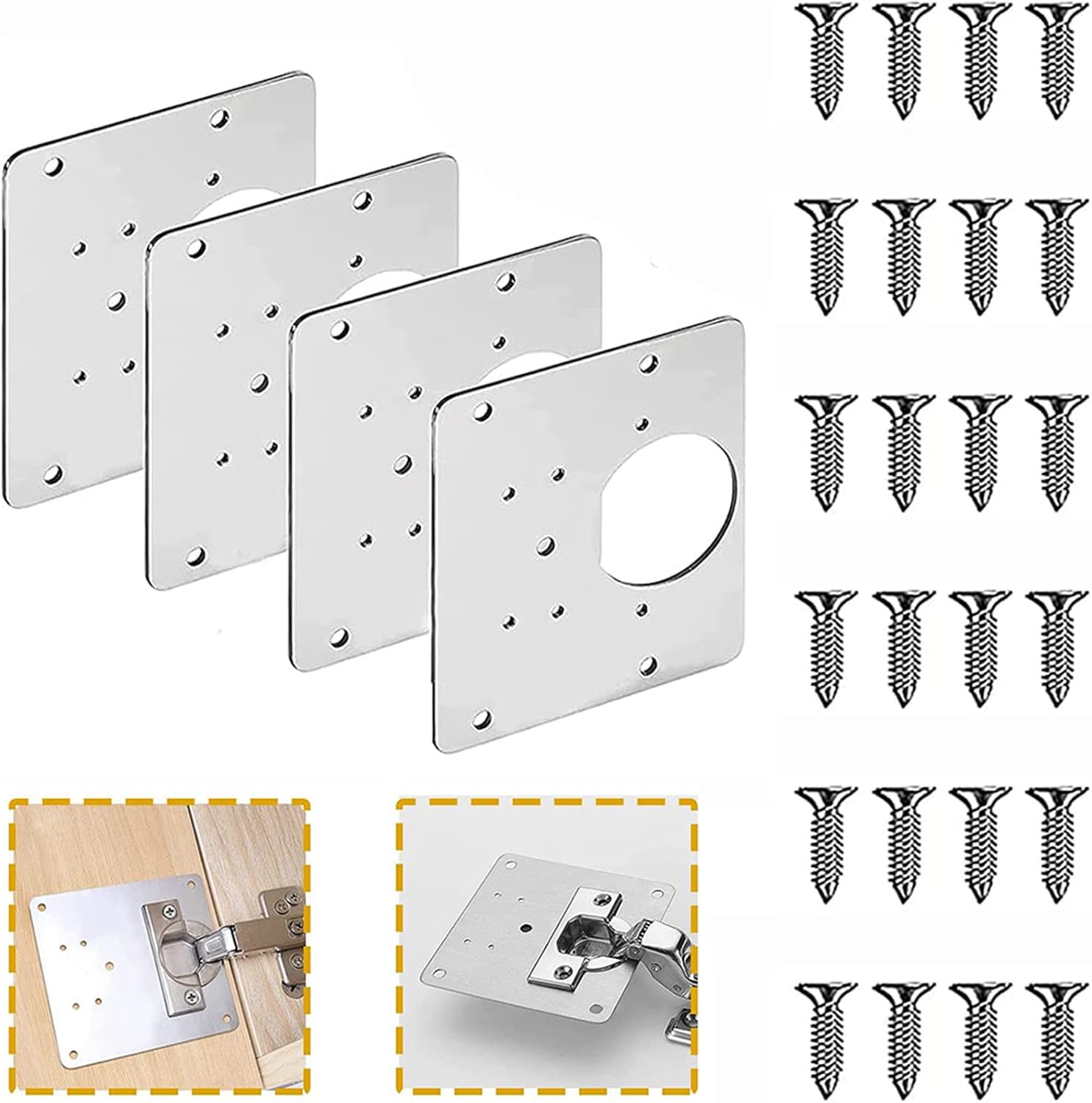Scharnierbefestigungsplatte, Scharnierreparatur Für Küchenmöbel (schränke Und Schubladen), Mehrere Befestigungslöcher, Hochwertiger Edelstahl