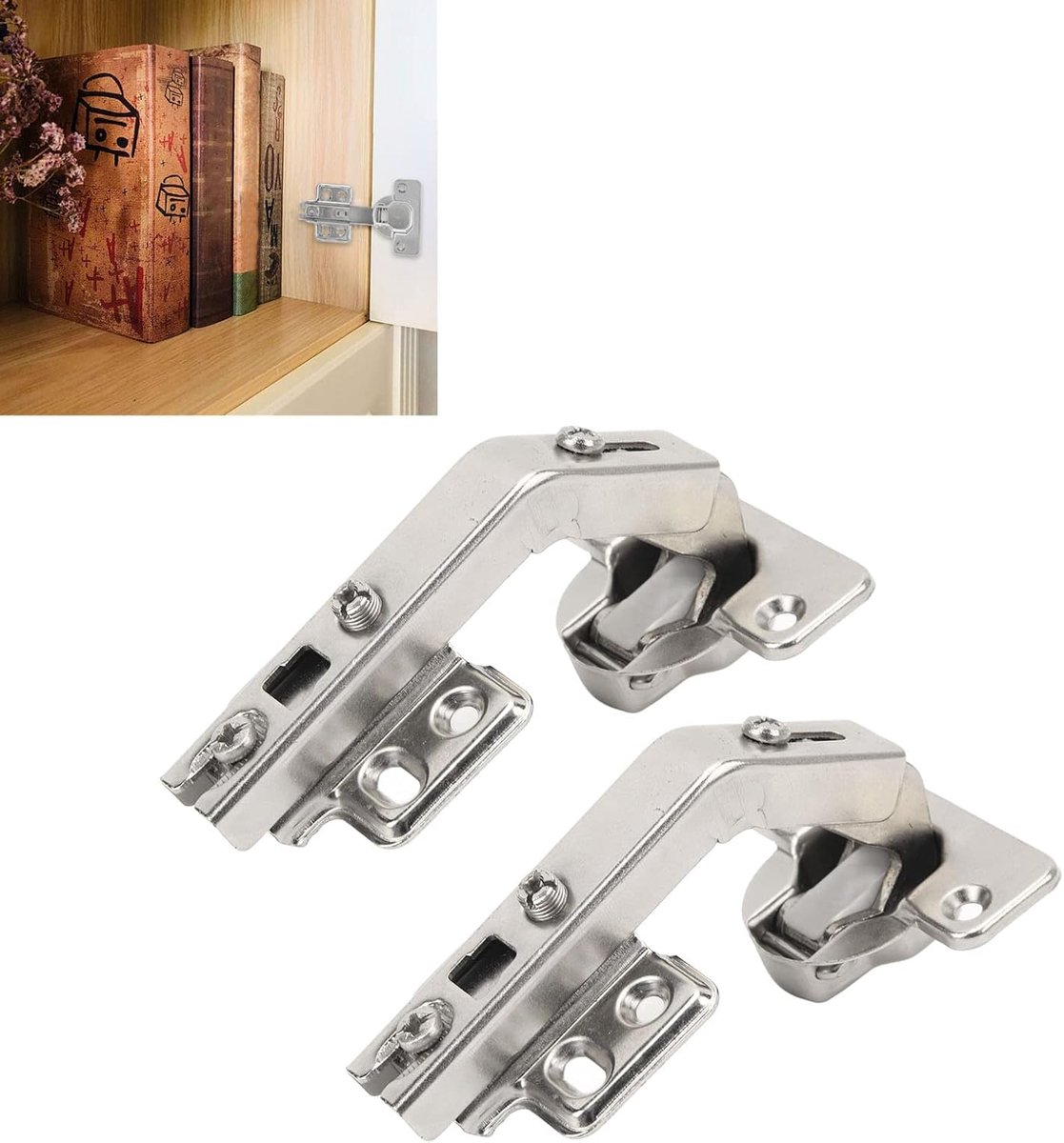 Verstellbare Küchentürscharniere Aus Kaltgewalztem, Vernickeltem Stahl, 135° Öffnungswinkel, 2er-set, Silberfarben