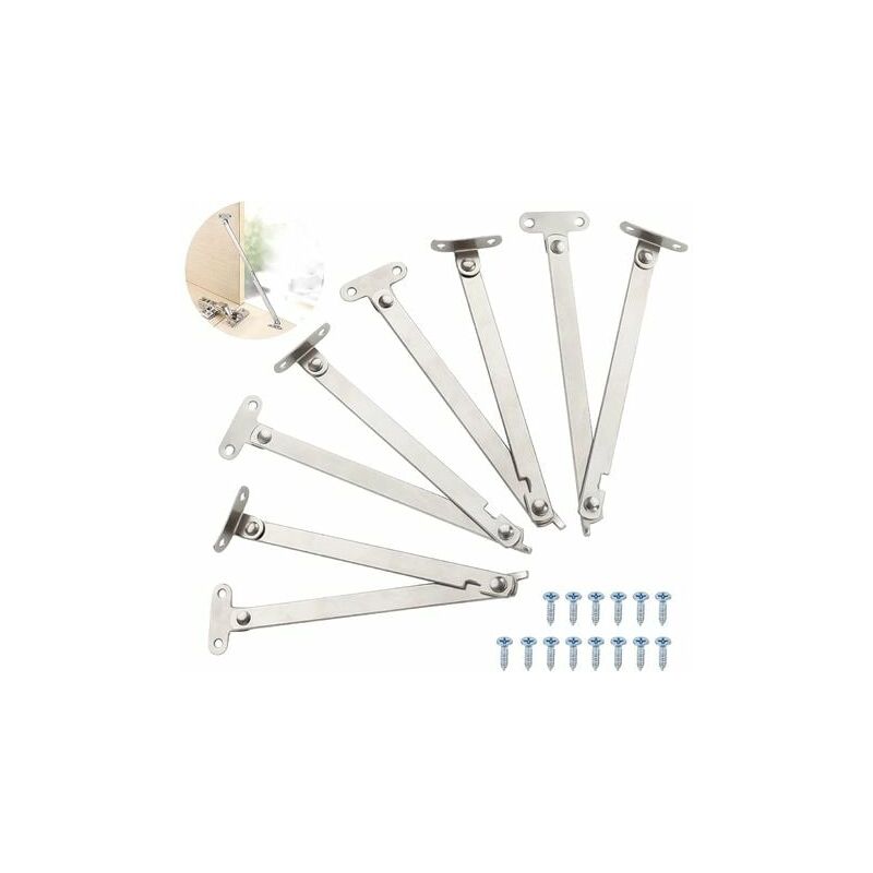 Möbelscharniere (4er-set) Aus Metall, Verstellbare Und Klappbare Hebescharniere, Silberfarben, Für Türen, Schränke Und Fenster + Schrauben