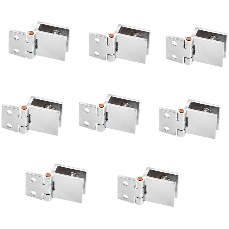 Set Mit 8 Scharnieren Für Glastüren, Verstellbare Rechteckige Klemme Von 5 Bis 8 Mm, Einzelne Klemme Für Schranktürscharniere