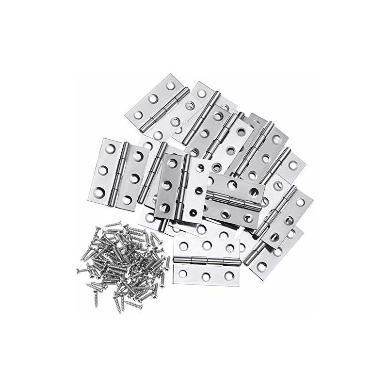 10 Edelstahlscharniere 7,6 Cm (3 Zoll) Mit Klappbaren Scharnierverbindern Für Möbel, Türen Und Schubladen (mit 60 Schrauben 7,6 X 12 Mm).