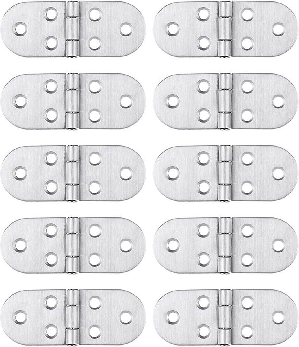 Set Mit 10 Edelstahlscharnieren, Einfach Und Stabil Zu Montieren, Geeignet Für Klapptische, Schranktüren Und Fenster Im Haushalt.
