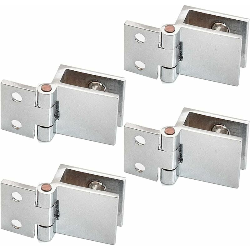 Set Mit 4 Glastürscharnieren, Passend Für Glastüren Von Küchenschränken, Vitrinen Und Duschen. Edelstahlhalterung Zur Einstellung Des Öffnungswinkels Von Schranktüren.