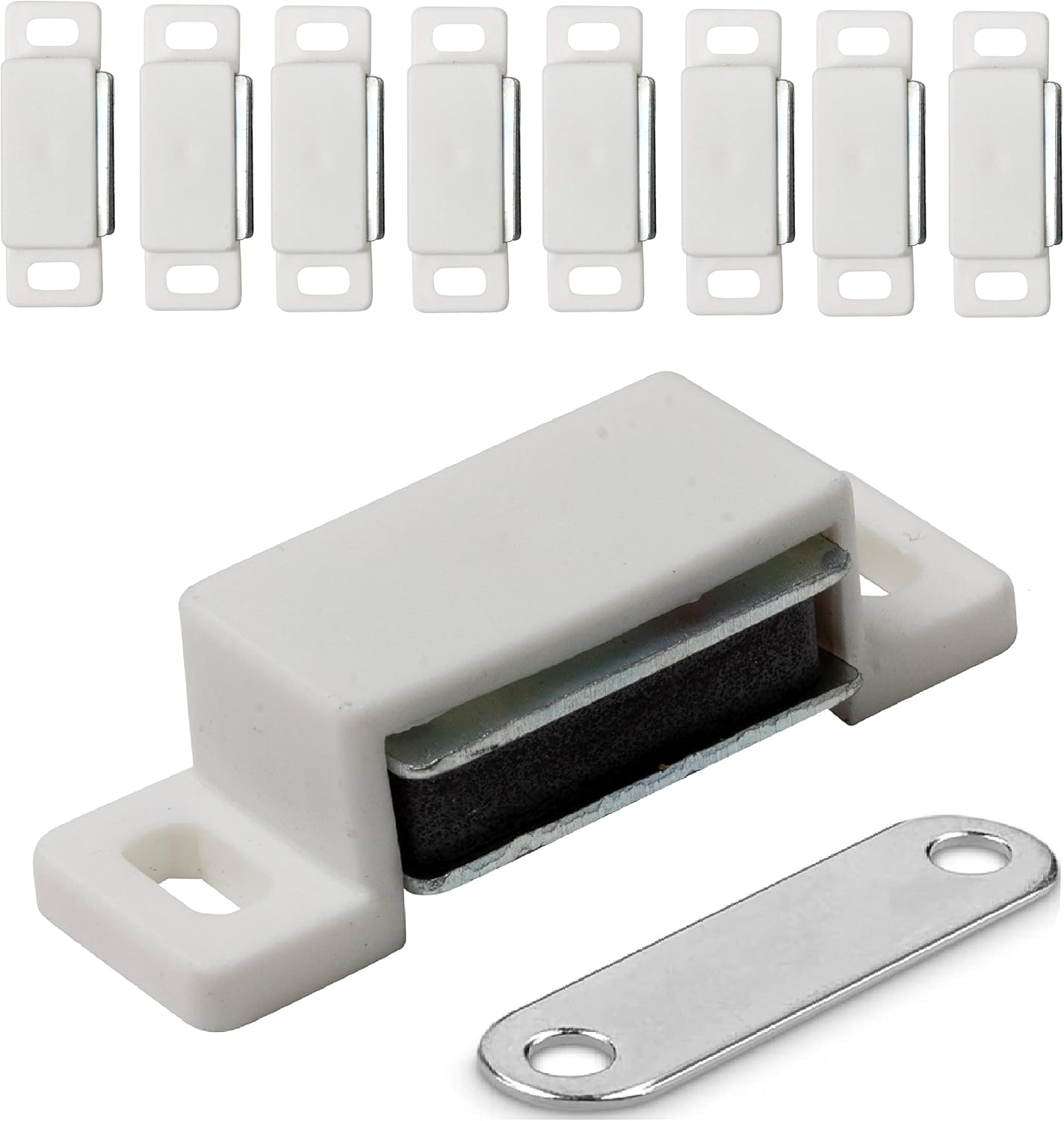 Set Mit 10 Magnetverschlüssen Für Möbel, Türen Und Schränke – Magnetverschluss Mit Magneten – Magnetscharniere – Weiß