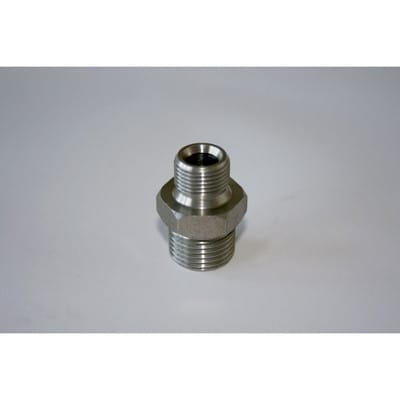HD-Doppelnippel Edelstahl AISI 304 AG 1/2" x AG 3/8, bis 400 bar, mit 60° Kegel
