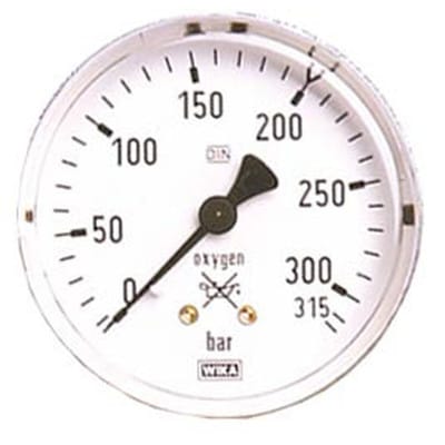 Flaschendruckmanometer (Sauerstoff) für Druckregler zu Stahlflasche ø63mm