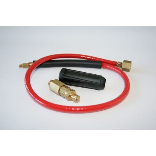 Schweißkabel-Stecker, schwarz ø9mm 16/25, mit Gasanschluß für WIG