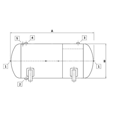 Druckluftkessel liegend, 11 bar EURO L 270 CE inkl. Sicherheitsventil