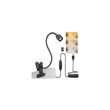 Klemmbare Schreibtischlampe, 360° Flexible Schwanenhals-klemm-leselampe (mit Ladegerät), Klemmlampe Mit 3 Beleuchtungsmodi Und 10 Helligkeitsstufen, Einstellbarer Abstrahlwinkel Von 15° Bis 80°, Für