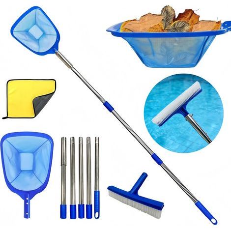 Poolreinigungsset, Skimmernetz Mit Teleskopgriff, Extrafeines Netzgewebe, Für Schwimmbad, Whirlpool, Springbrunnen, Teich, 215 Cm
