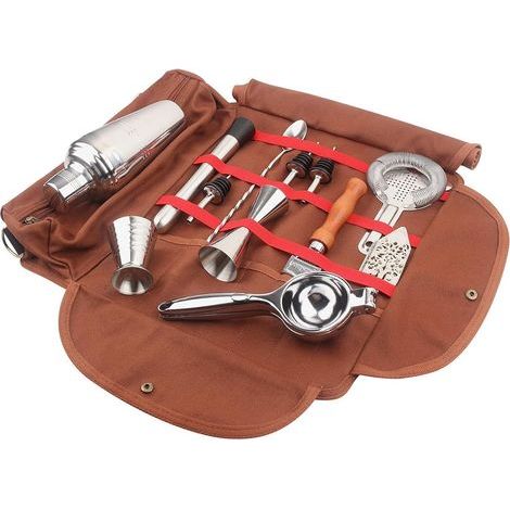 Barkeeper-werkzeugset, Tragbare Outdoor-schultertasche, Reise-barkeeper-set (braun, Nur Tasche)