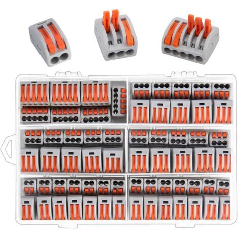 Kompakter Drahtverbinder, Preciva 100 Stück Elektrischer Verbinder, Hebelmutterverbinder, Automatische Verbindungsklemmen Mit 50 Stück 3 Löchern/40 Stück 2 Löchern/10 Stück 5 Löchern