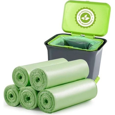 Biologisch Abbaubare Müllsäcke (100er-packung), 20 L Dick, Kompostierbar Und Biologisch Abbaubar, Für Lebensmittel-, Haushalts- Und Gartenabfälle In Küche, Büro, Haushalt Und Für Tiere