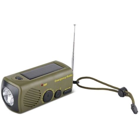 Grünes Radio (12,85,95,8 Cm), Notfall-handyladegerät, Taschenlampe, Handbetriebener Generator Für Den Außenbereich.