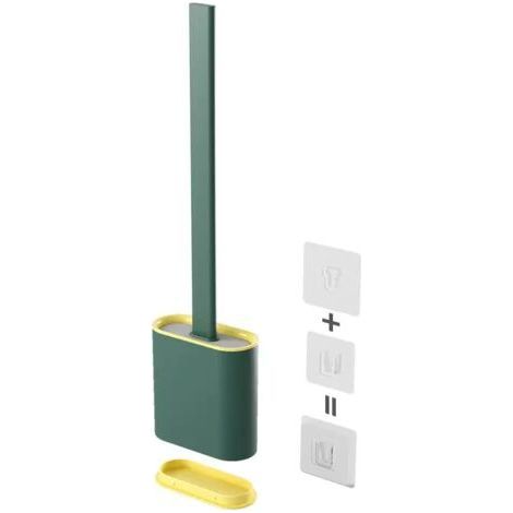 Wandmontierte Silikon-wc-bürste Mit Rutschfestem Griff Für Gründliche Reinigung – Grün
