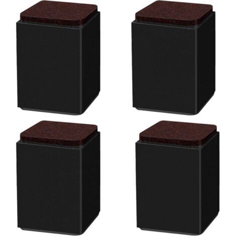 (schwarz, 10 Cm) 4 Selbstklebende Möbelfüße Aus Kohlenstoffstahl, 6 X 6 Cm Quadratisch, Für Sofa, Bett, Tv-ständer, Möbelerhöhung, 5 Cm/10 Cm Höhe, Schwarz/weiß/braun