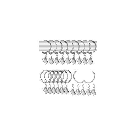 42 Stück 32-mm-gardinenringe Mit Gardinenclips, Metall-gardinenringe Mit Gardinenclips, Gardinenclip-hakenringe Für Duschvorhangstangen, Verschiebbar, Silberfarben