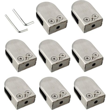 8-teiliges Glasklemmen-set, 10–12 Mm, Edelstahl 304, Glasklemmenhalter, Flache Rückseite, Verchromt, Für Balustraden
