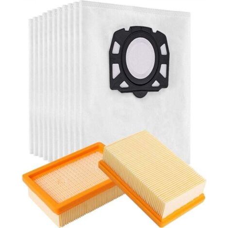 Packung Mit 10 Beuteln + 2 Filtern Für Kärcher Wd4 Wd5 Mv4 Staubsauger