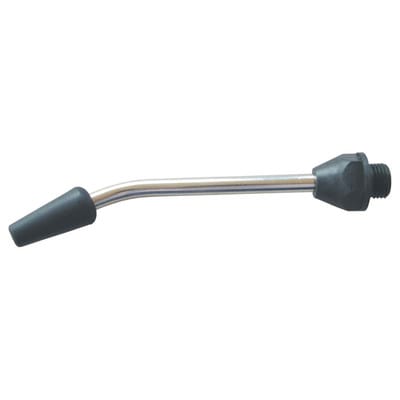Verlängerungsdüse, gebogen (Stahl, vernickelt) ø2,3mm, 110mm, AG M12x1,25, Gummi