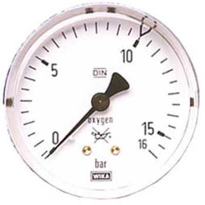 Arbeitsdruckmanometer (Sauerstoff) für Druckregler zu Stahlflasche ø63mm