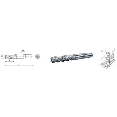 HSS Co5-Schaft-Schlichtfräser mit Morsekegel DIN 845 ø18,0mm lang