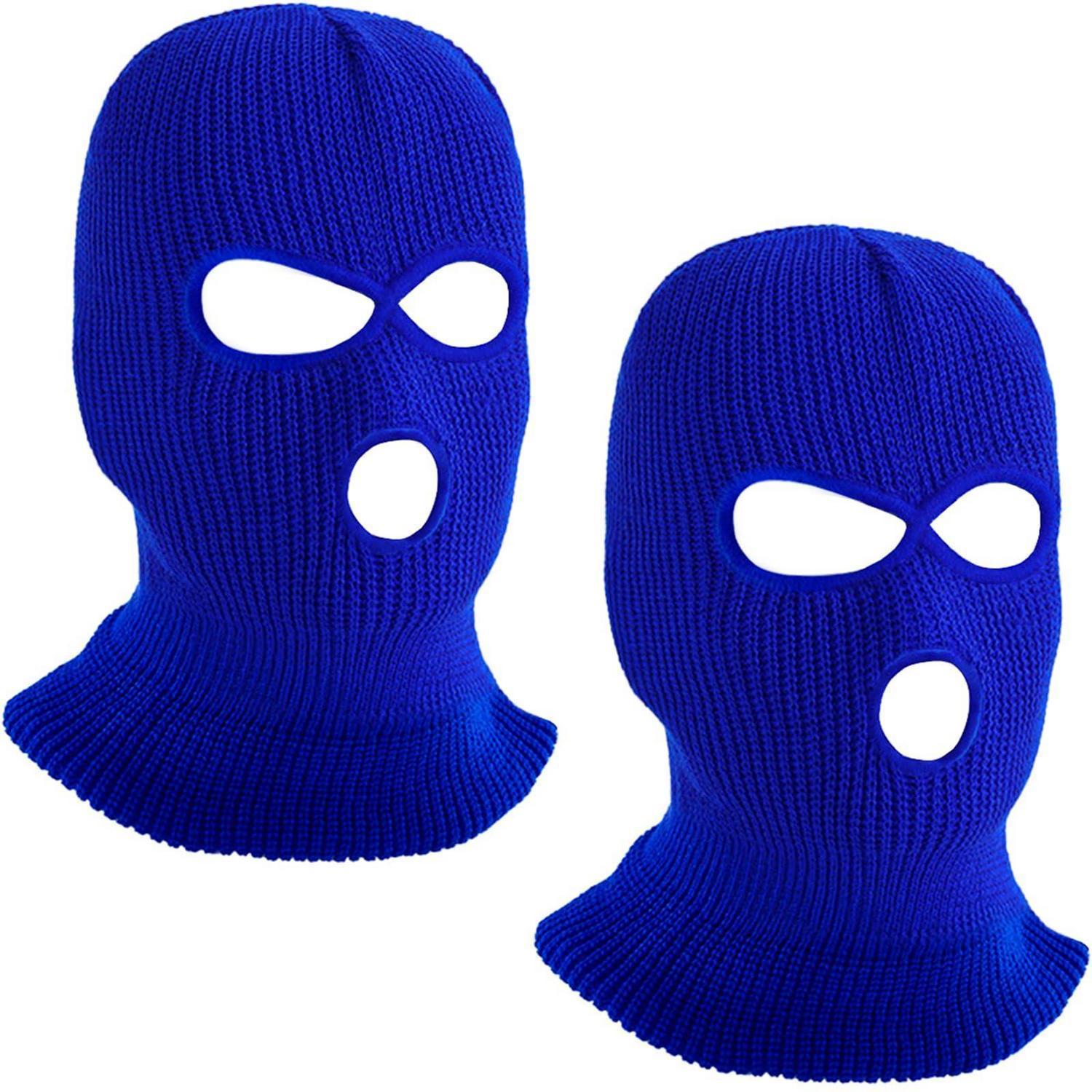 2er Pack Sturmhaube 3-loch Strickmaske Für Motorrad & Outdoor, Blau