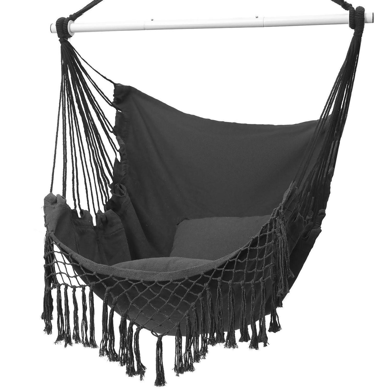Hängesessel Dunkelgrau Mit 2 Kissen, Bis 150 Kg Belastbar, Indoor/outdoor