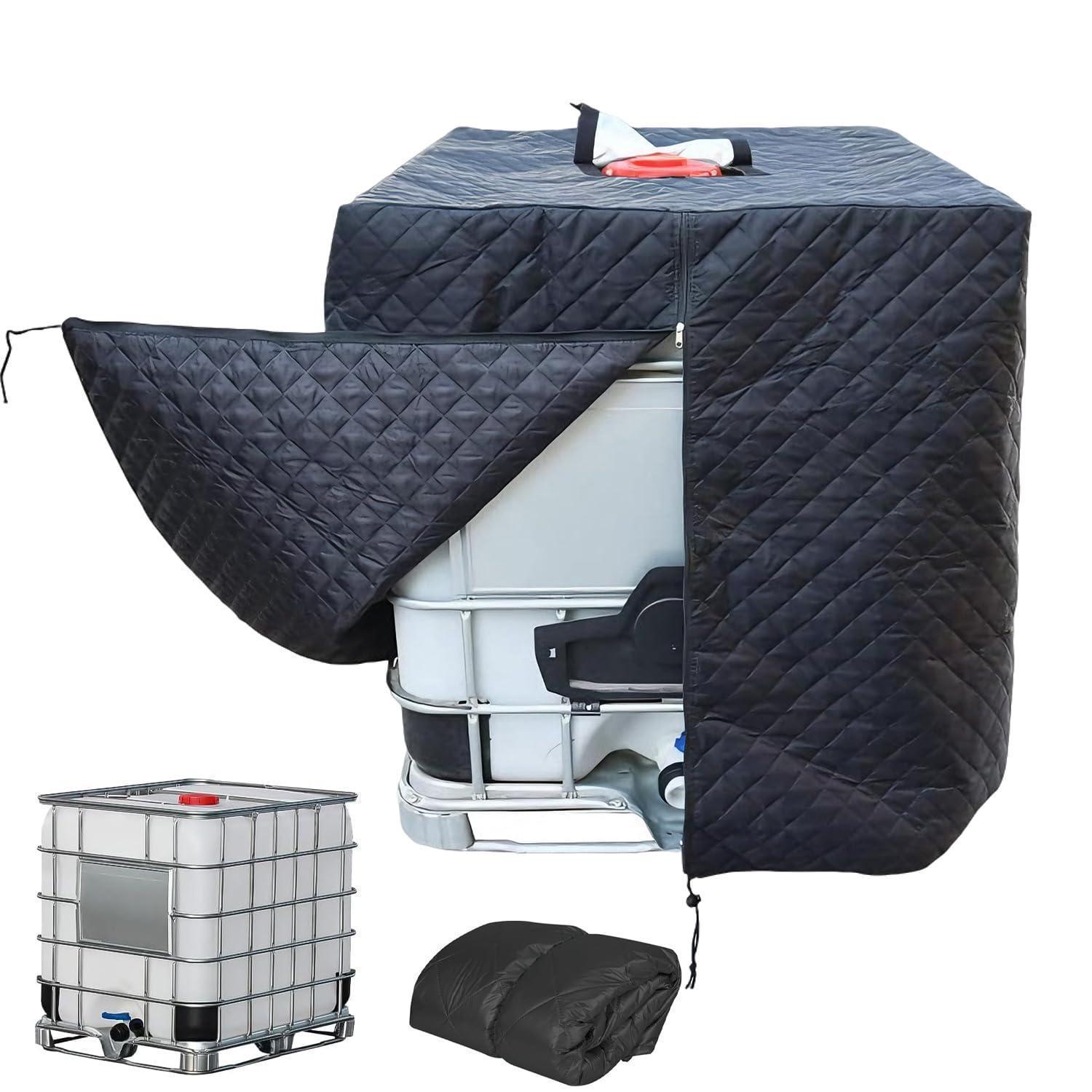 Ibc Tank Abdeckung Winterfest 1000l, Frostschutz Mit Reißverschluss, 210d Oxford Stoff, Schwarz