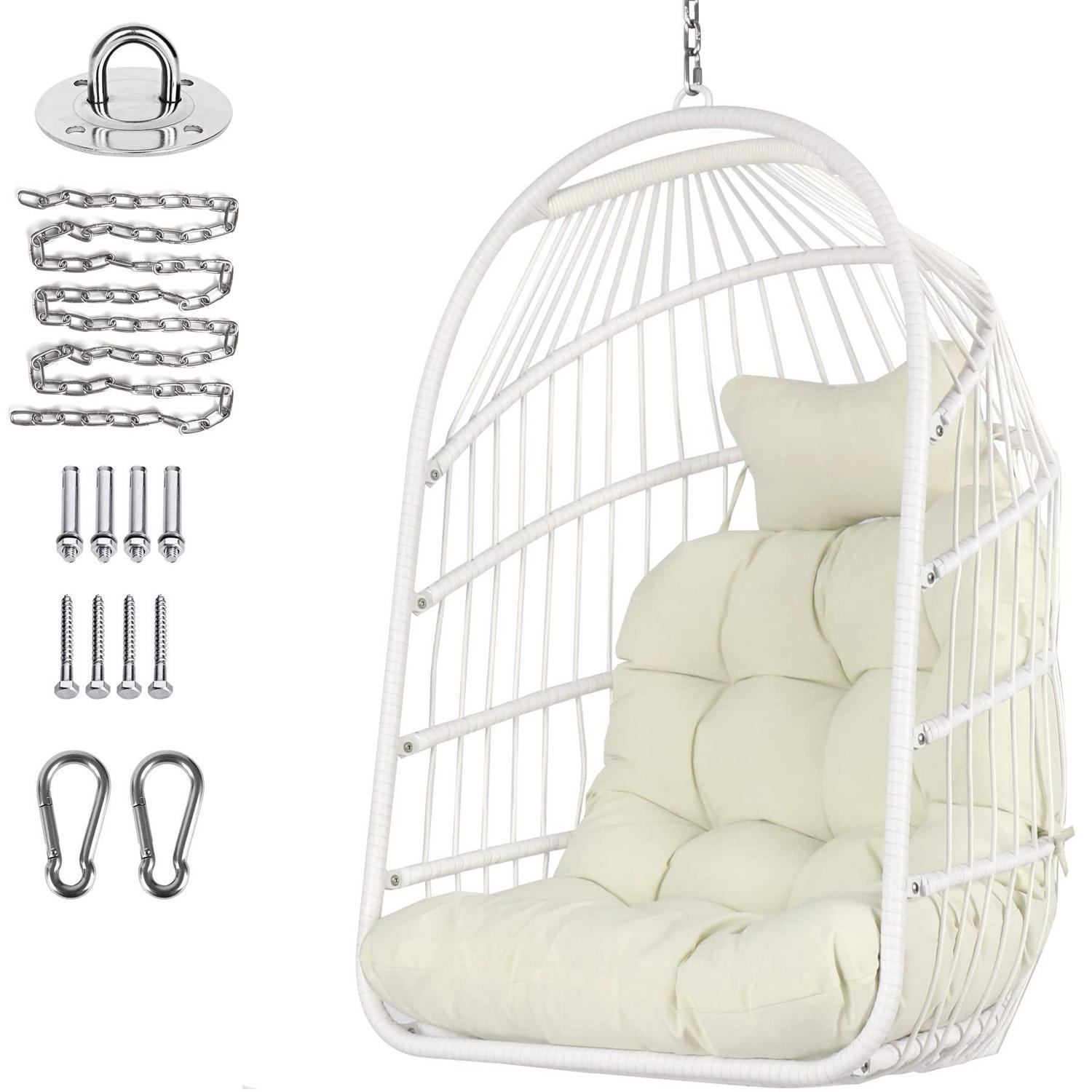 Hängesessel Faltbar Mit Aufhängeset, Rattan-optik, Weiß