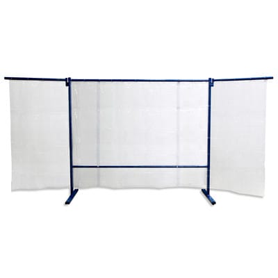 Schweißerschutzwand 3-teilig, Folienvorhang glasklar, Breite 3,8m, Höhe 1,83m