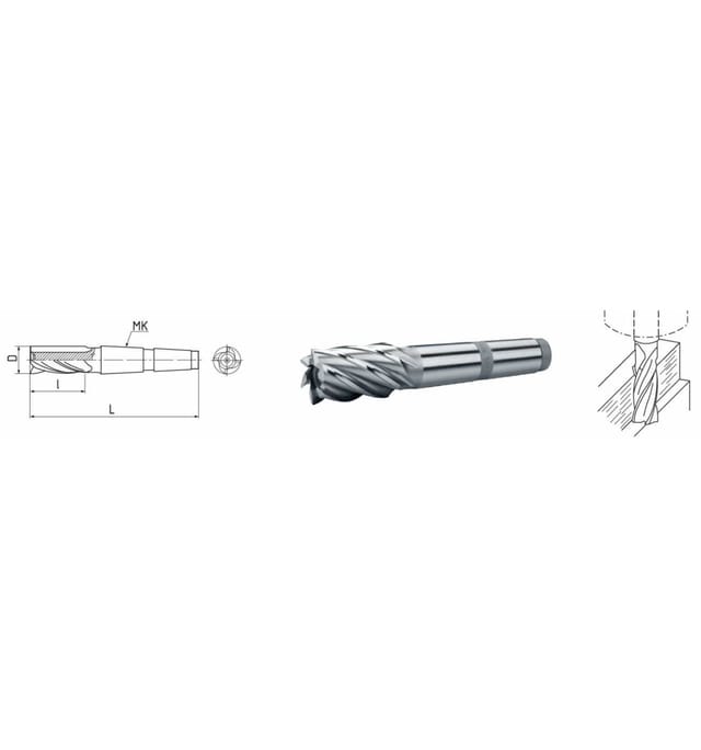 HSS Co5-Schaft-Schlichtfräser mit Morsekegel DIN 845 ø18,0mm kurz