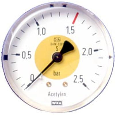 Arbeitsdruckmanometer (Azetylen) für Druckregler zu Stahlflasche ø63mm