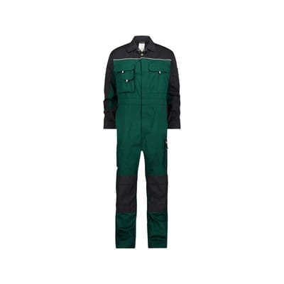Cannes Zweifarbiger Overall mit Kniepolstertaschen, flaschengrün/schwarz, Schrittlänge Standard, Größe 2XL
