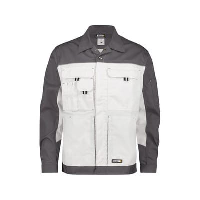 Lugano Zweifarbige Arbeitsjacke, weiß/zementgrau, Größe L
