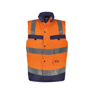 Bilbao Warnschutz Weste, neonorange/dunkelblau, Größe M